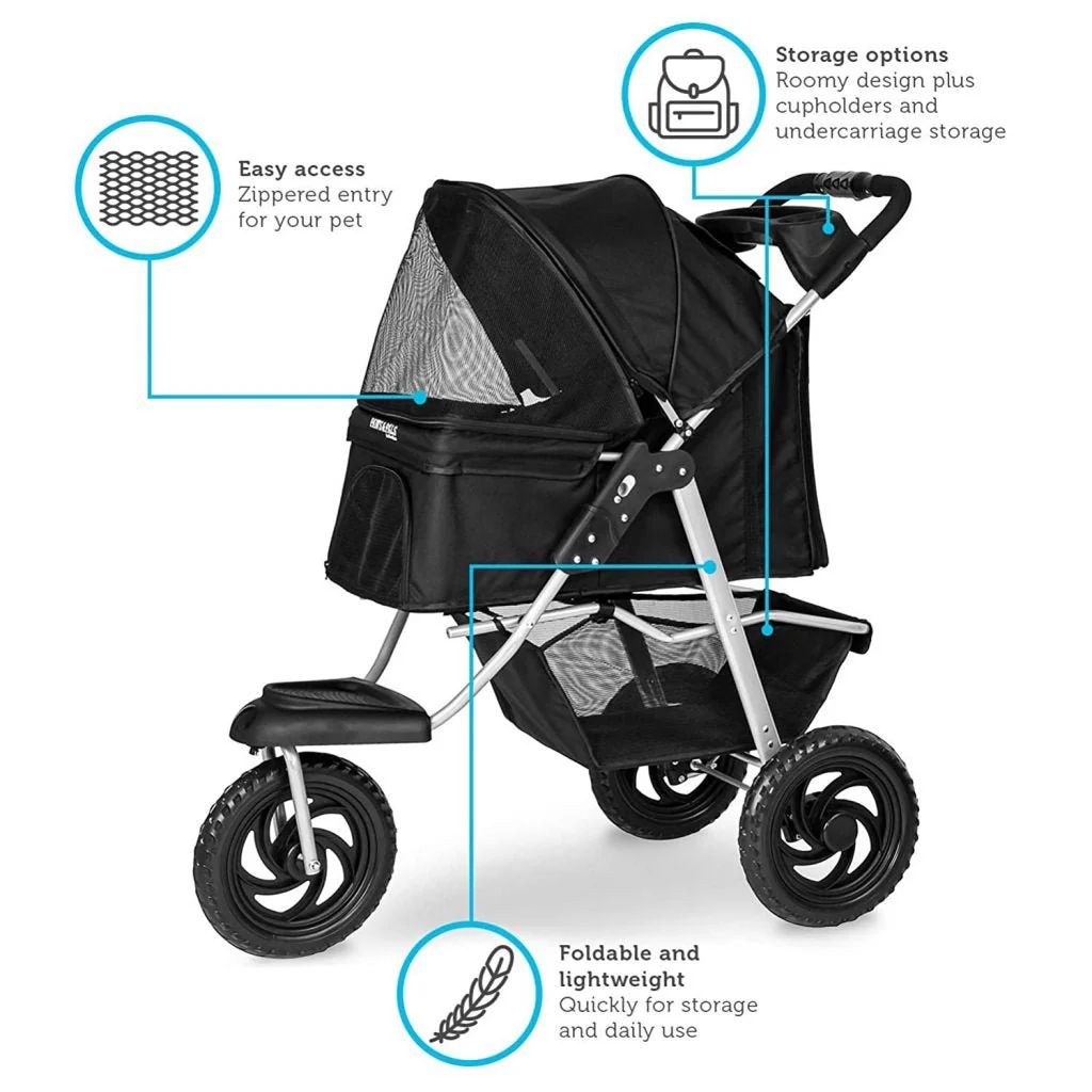 New New Deluxe 3-Wheel Foldable Pet Stroller – Lightweight & Portable 411353 - Image 4