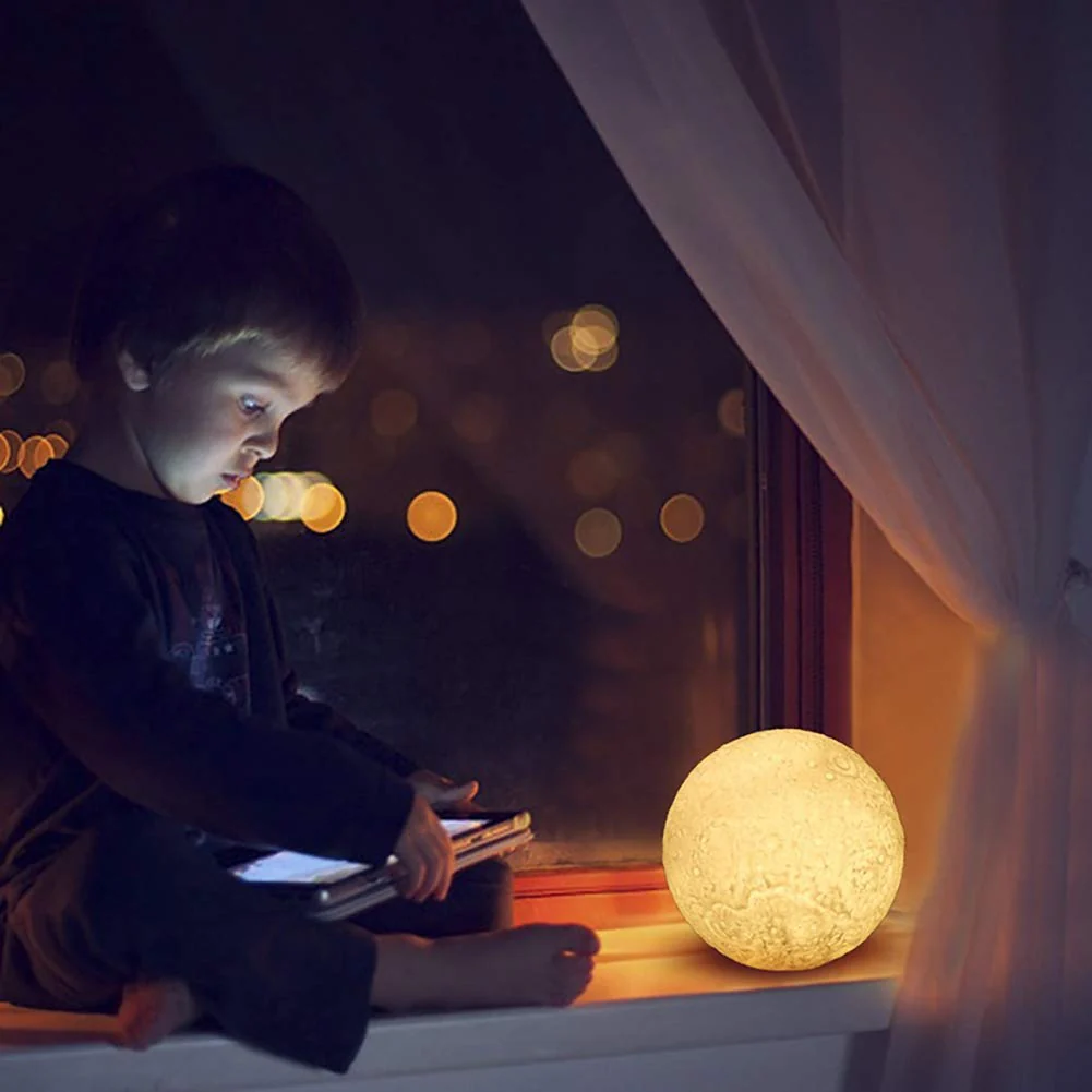 3D Moon Lamp Night Light 15 cm – LED Touch Control, 3 Color Settings, USB Rechargeable MG15C - Image 2