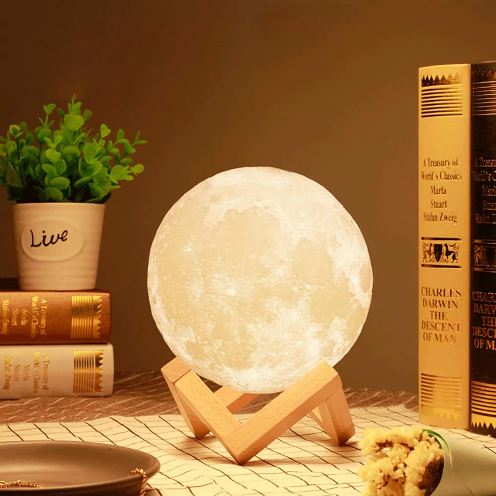 3D Moon Lamp Night Light 15 cm – LED Touch Control, 3 Color Settings, USB Rechargeable MG15C - Image 4
