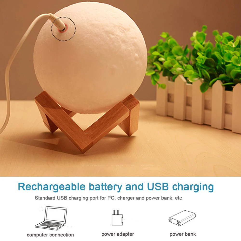 3D Moon Lamp Night Light 15 cm – LED Touch Control, 3 Color Settings, USB Rechargeable MG15C - Image 5