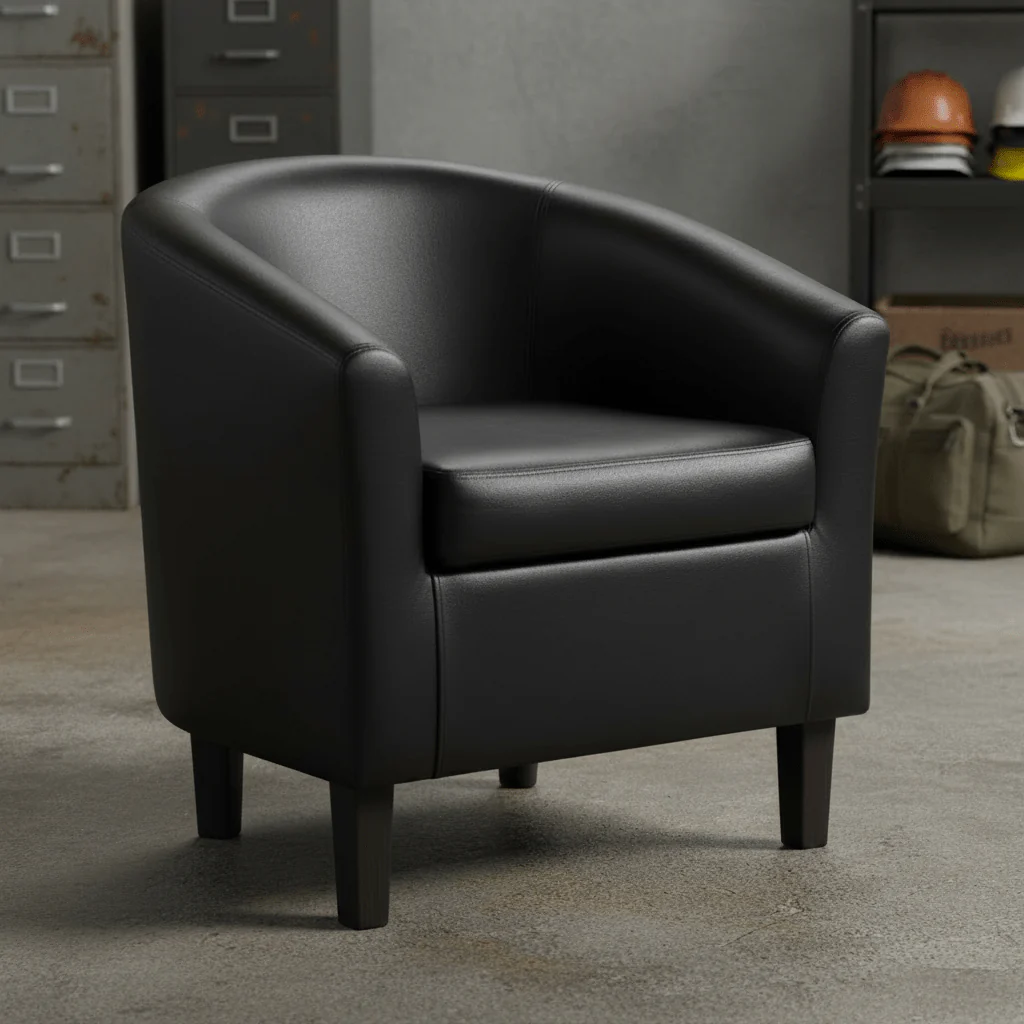 New Office Modern Style Tub Chair – Faux Leather Accent Chair in Black or Brown