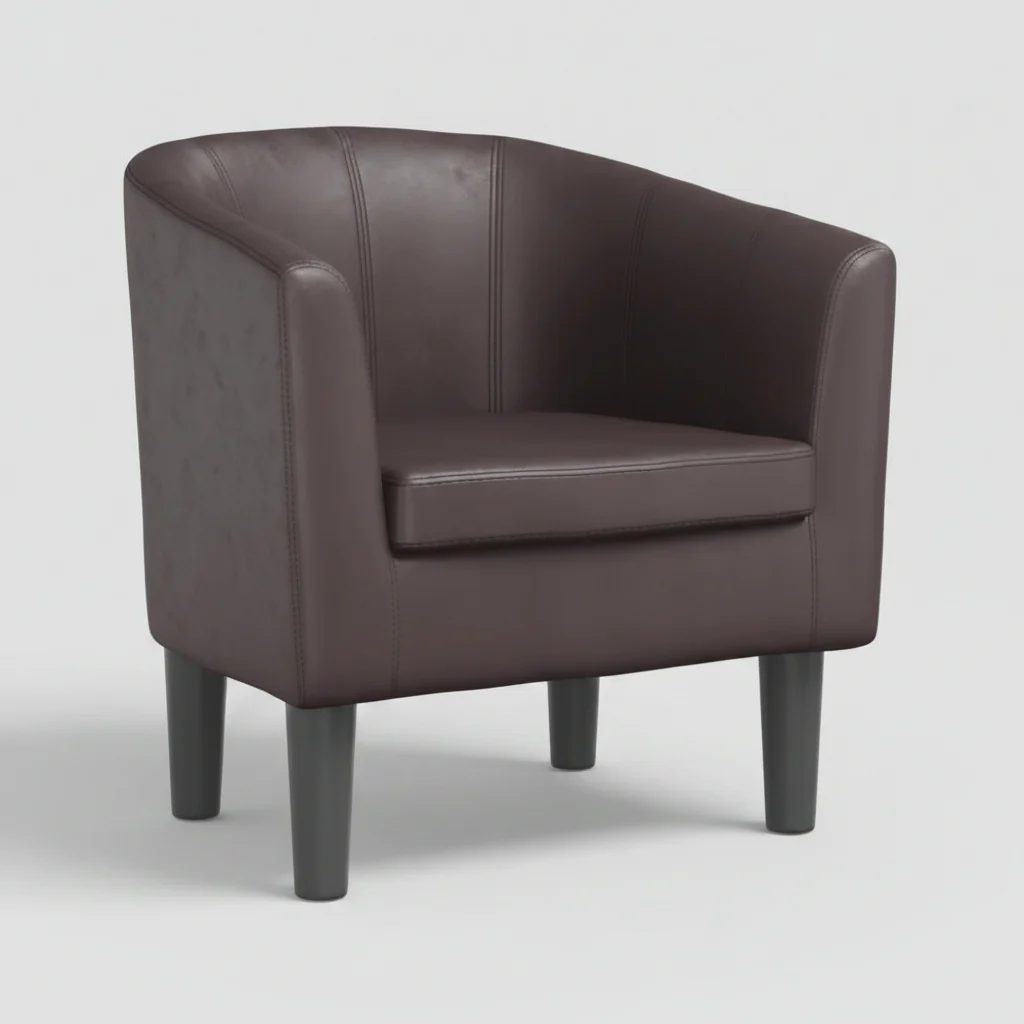 New Office Modern Style Tub Chair – Faux Leather Accent Chair in Black or Brown - Image 3