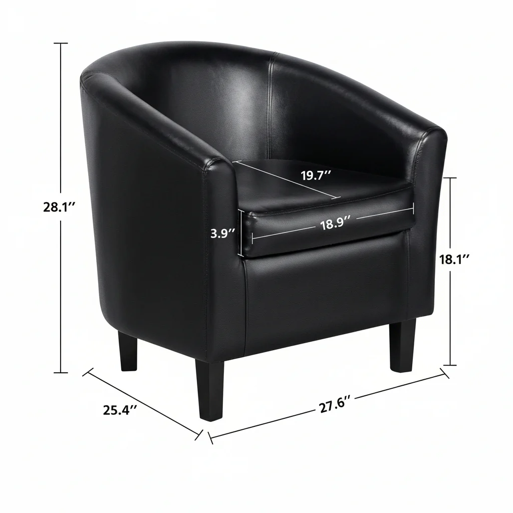 New Office Modern Style Tub Chair – Faux Leather Accent Chair in Black or Brown - Image 4