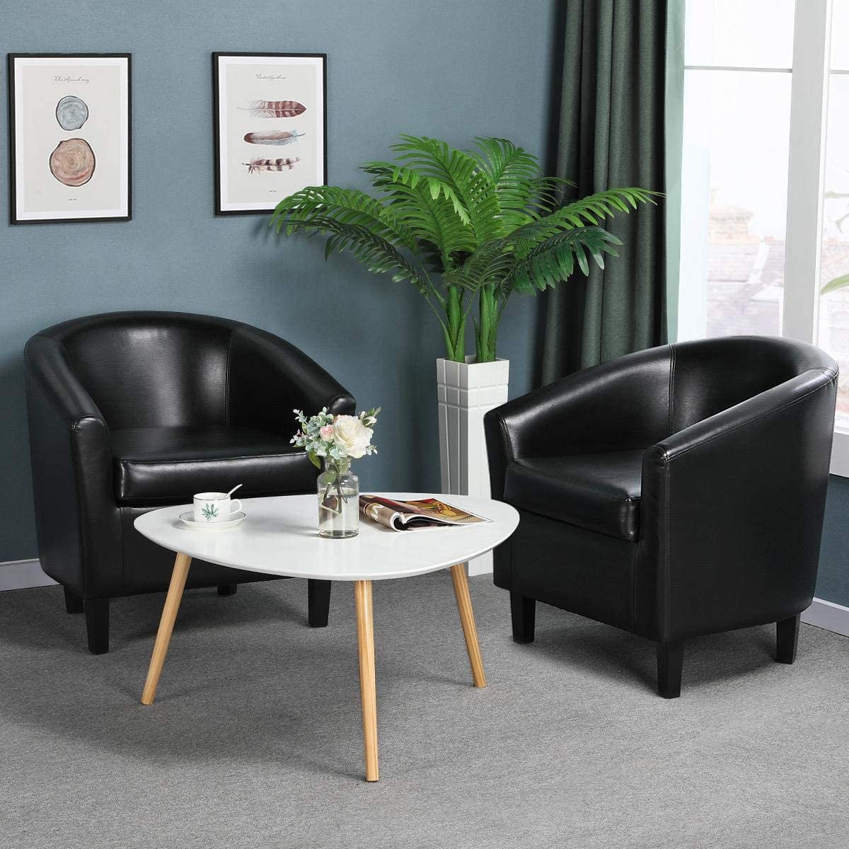 New Office Modern Style Tub Chair – Faux Leather Accent Chair in Black or Brown - Image 5