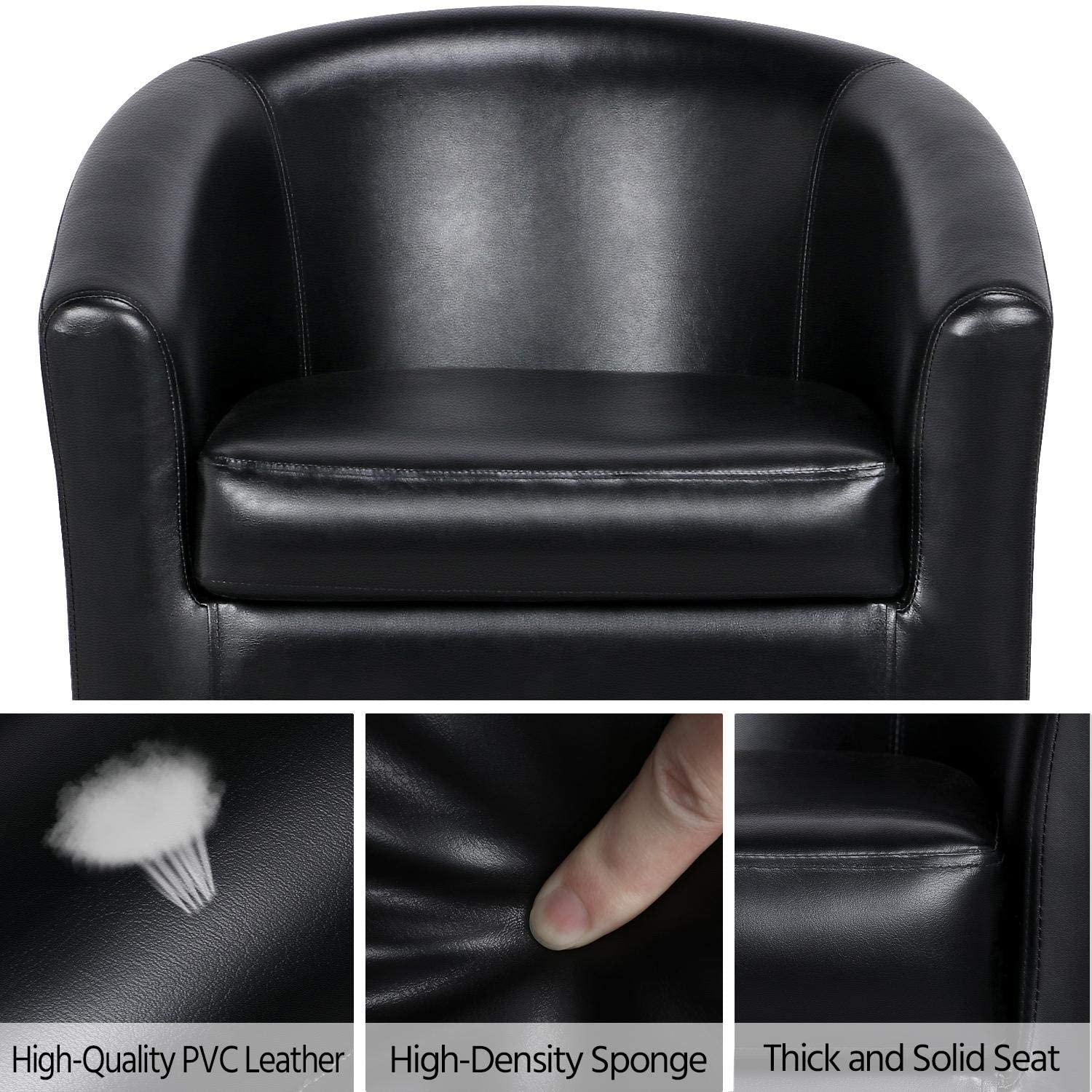New Office Modern Style Tub Chair – Faux Leather Accent Chair in Black or Brown - Image 7