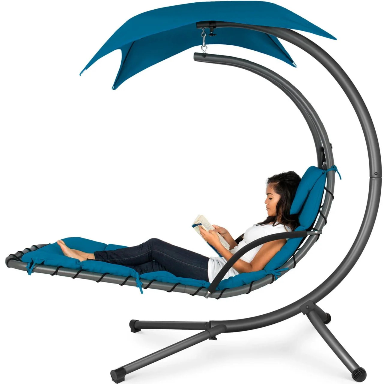New Outdoor Hanging Helicopter Lounge Chair with Sun Canopy – Multiple Colors Available - Image 6