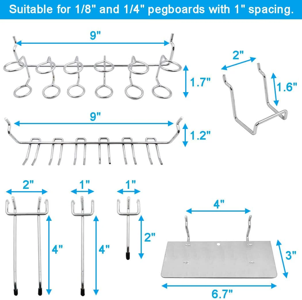 140-Piece Pegboard Hook & Bin Organizer Set – Plastic Storage Bins, Steel Peg Hooks, Peg Locks & Holders (Fits 1/8” & 1/4” Pegboards) S1128 - Image 4