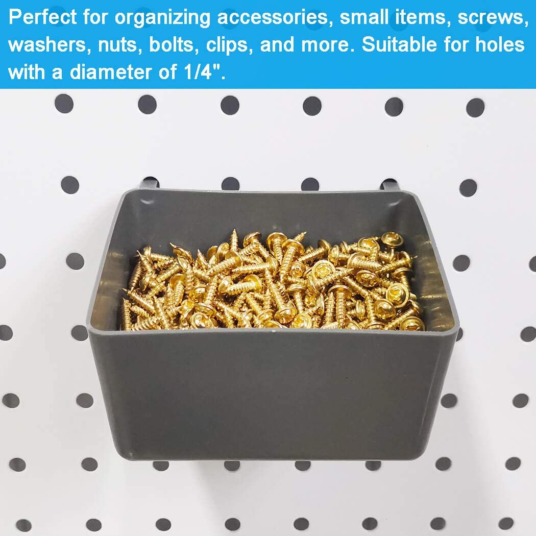 140-Piece Pegboard Hook & Bin Organizer Set – Plastic Storage Bins, Steel Peg Hooks, Peg Locks & Holders (Fits 1/8” & 1/4” Pegboards) S1128 - Image 5