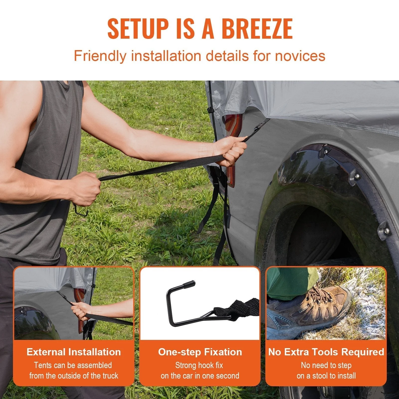 New Pickup Truck Tent with Rain Layer & Carry Bag – Available in 65"x65"x67" and 79"x65"x67" - Image 2