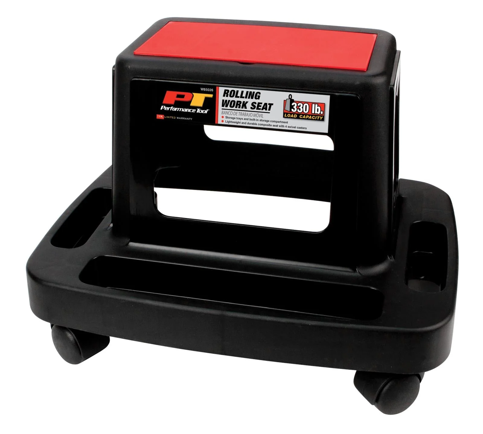 New Plastic Rolling Work Seat – Mobile Mechanic Stool with Casters 5472W