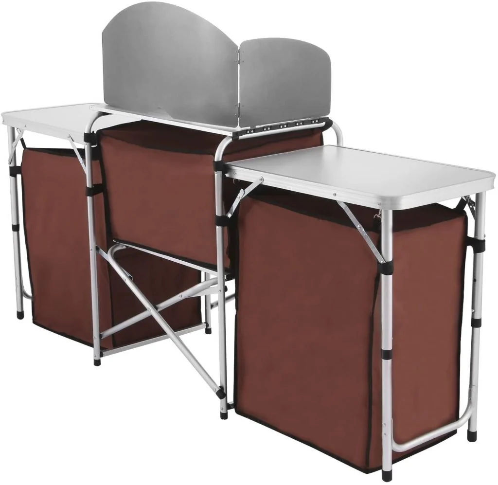 New Portable Camping Kitchen Table Set – Folding Outdoor Cooking Station with Storage & Windshield 1228820 - Image 3