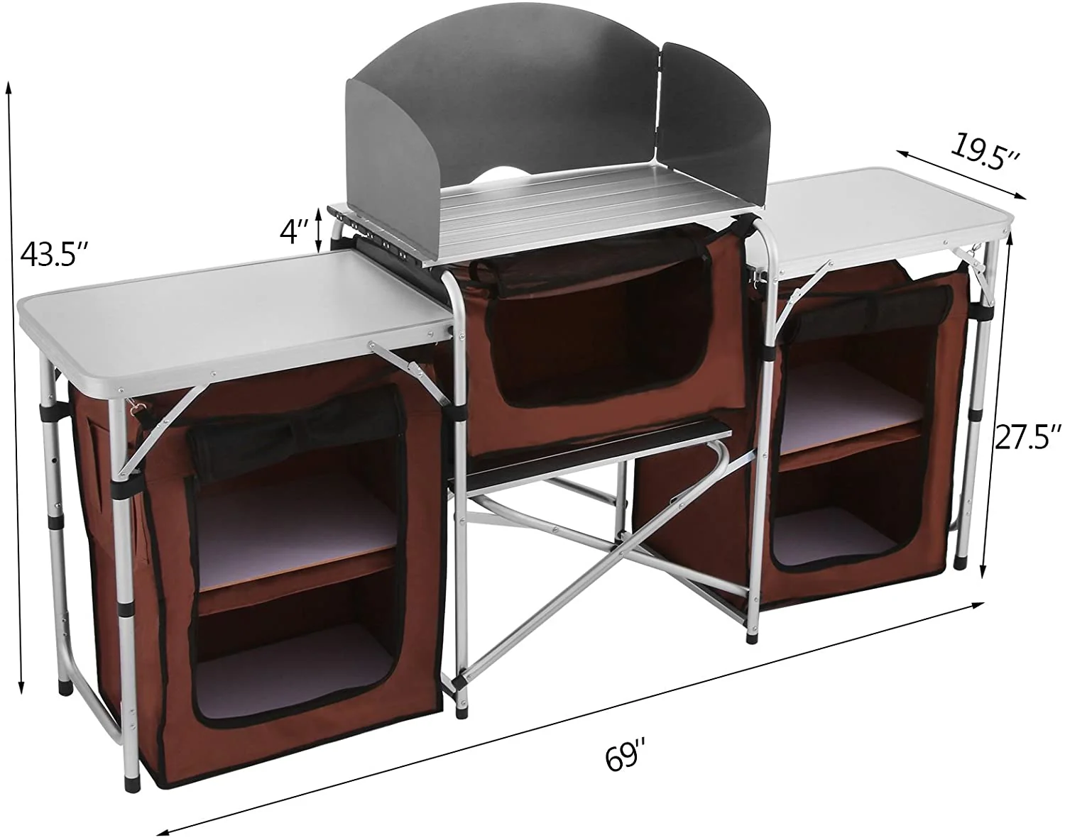 New Portable Camping Kitchen Table Set – Folding Outdoor Cooking Station with Storage & Windshield 1228820 - Image 4