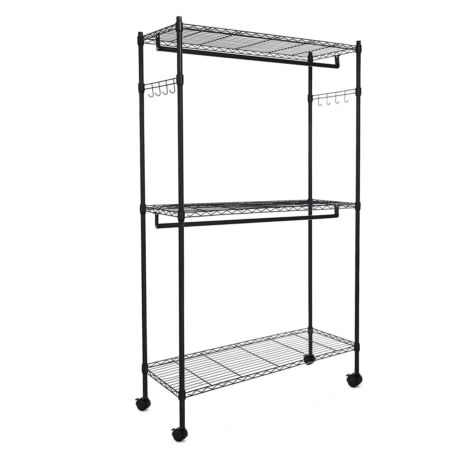 NEW Portable Closet Organizer Garment Rack with Hanging Shelf – Adjustable Clothes Hanger Storage 7251256