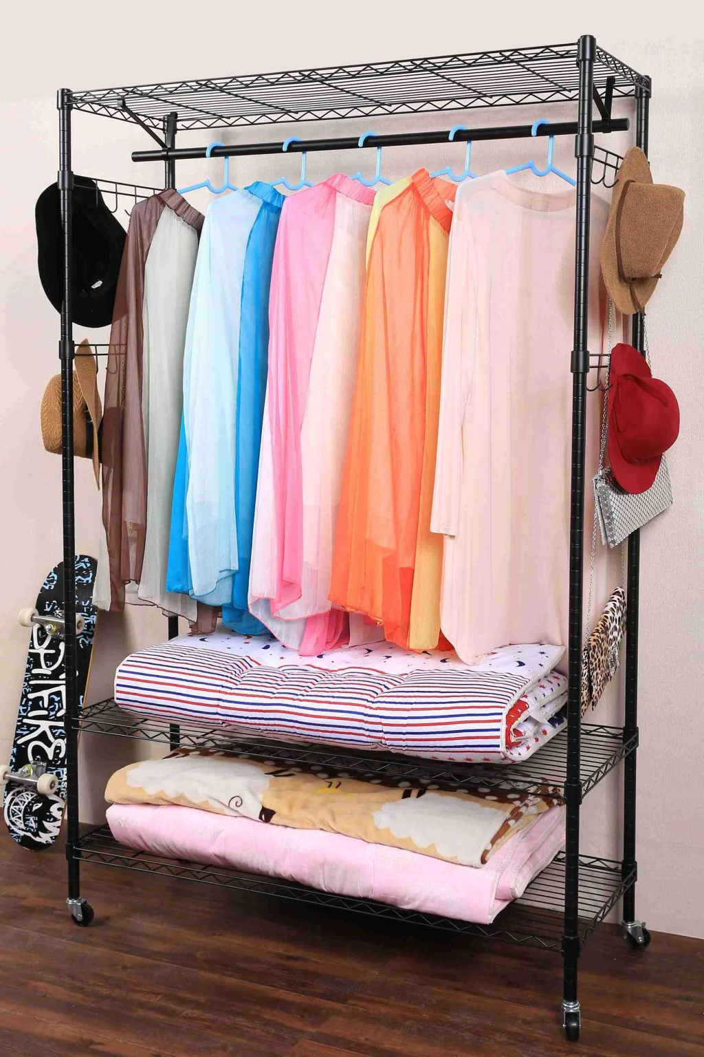 NEW Portable Closet Organizer Garment Rack with Hanging Shelf – Adjustable Clothes Hanger Storage 7251256 - Image 2