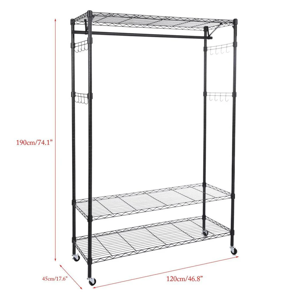 NEW Portable Closet Organizer Garment Rack with Hanging Shelf – Adjustable Clothes Hanger Storage 7251256 - Image 3
