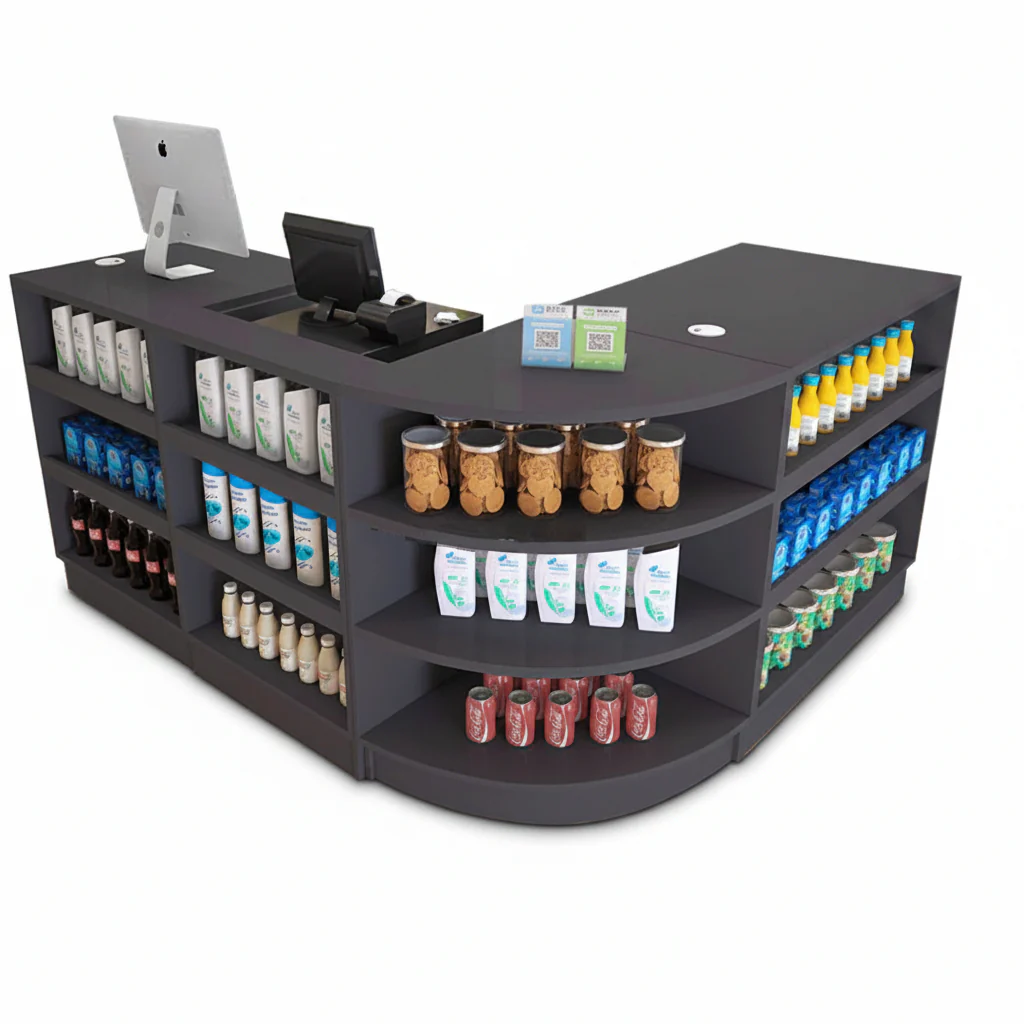 New Retail Display & Checkout Counters – Multiple Styles & Sizes | Gray Finish