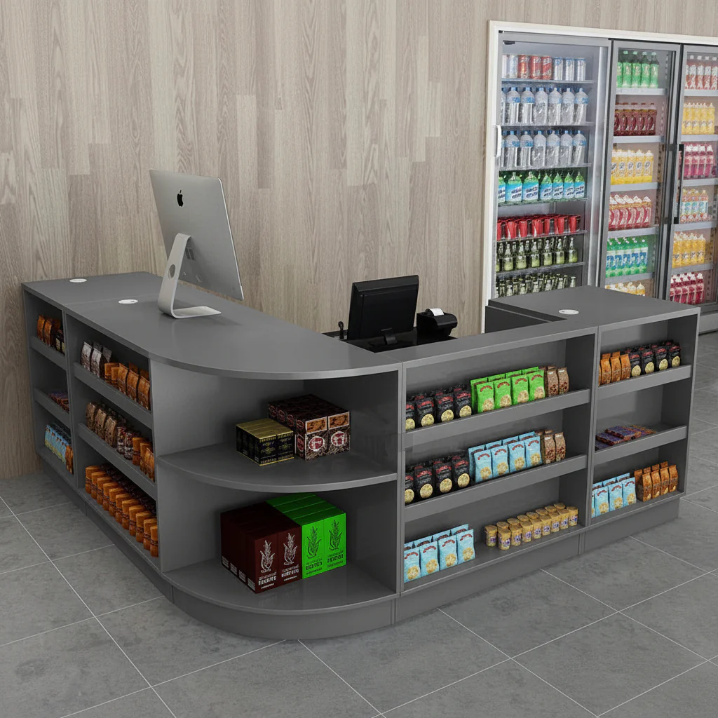 New Retail Display & Checkout Counters – Multiple Styles & Sizes | Gray Finish - Image 2