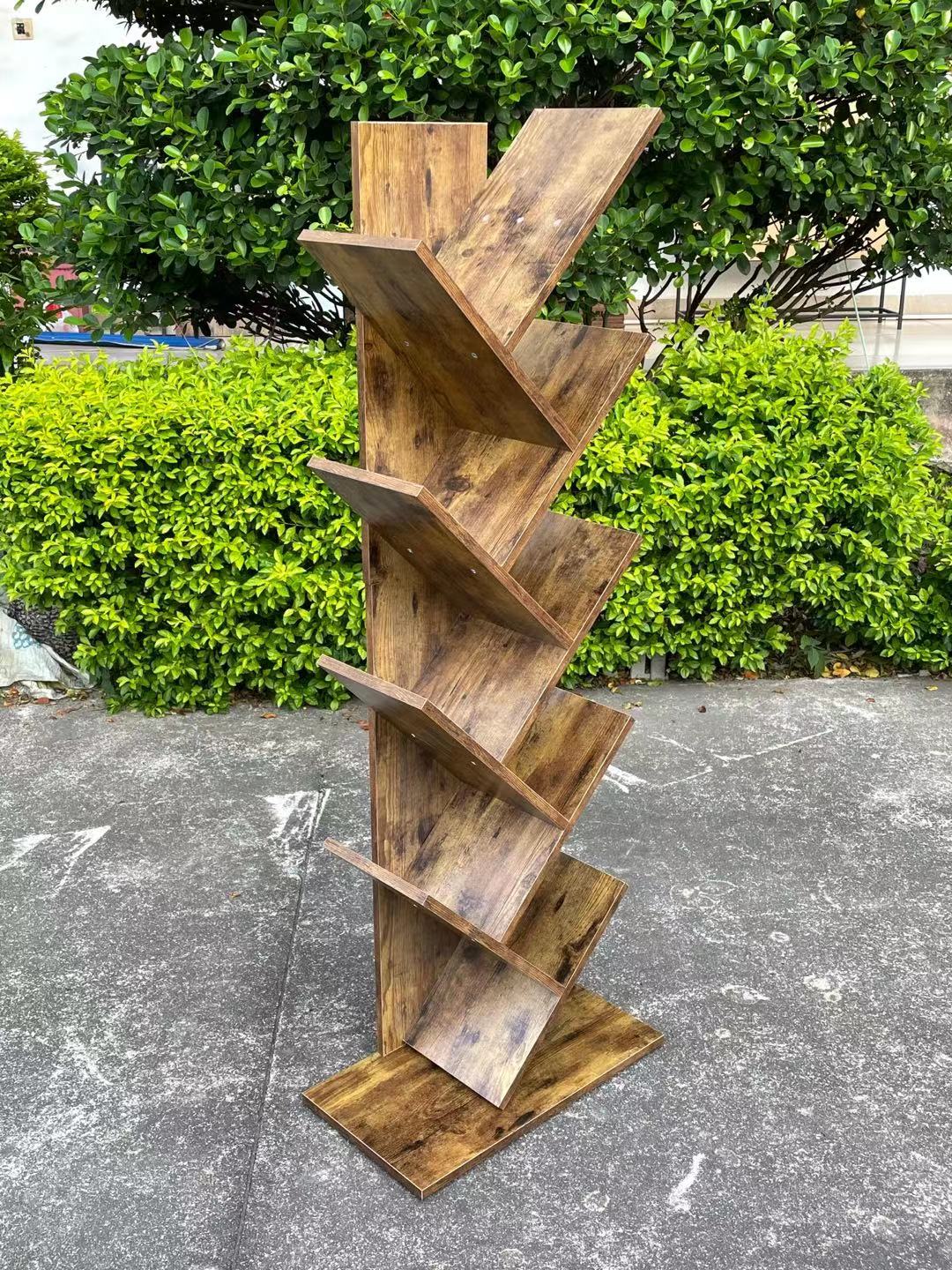 New Rustic 8-Shelf Wooden Tree Bookshelf – Unique Tree-Shaped Bookcase for Home & Office Decor TLBS2104 - Image 2