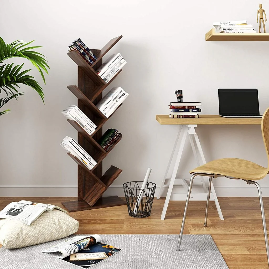 New Rustic 8-Shelf Wooden Tree Bookshelf – Unique Tree-Shaped Bookcase for Home & Office Decor TLBS2104 - Image 3