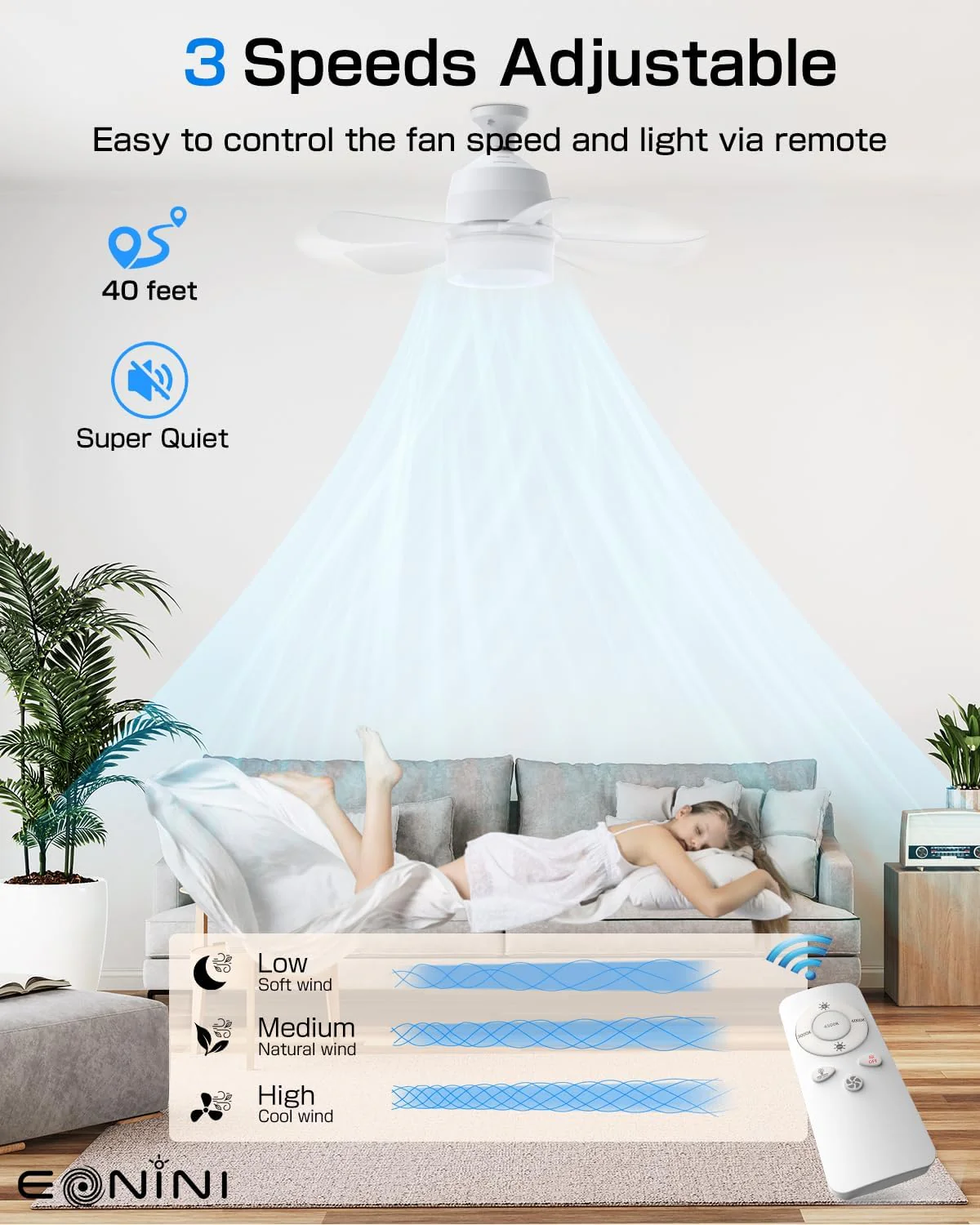 New Socket Fan Light – 2-in-1 LED Ceiling Fan Light Bulb with Remote Dimmable, 3 Color 250522F - Image 4