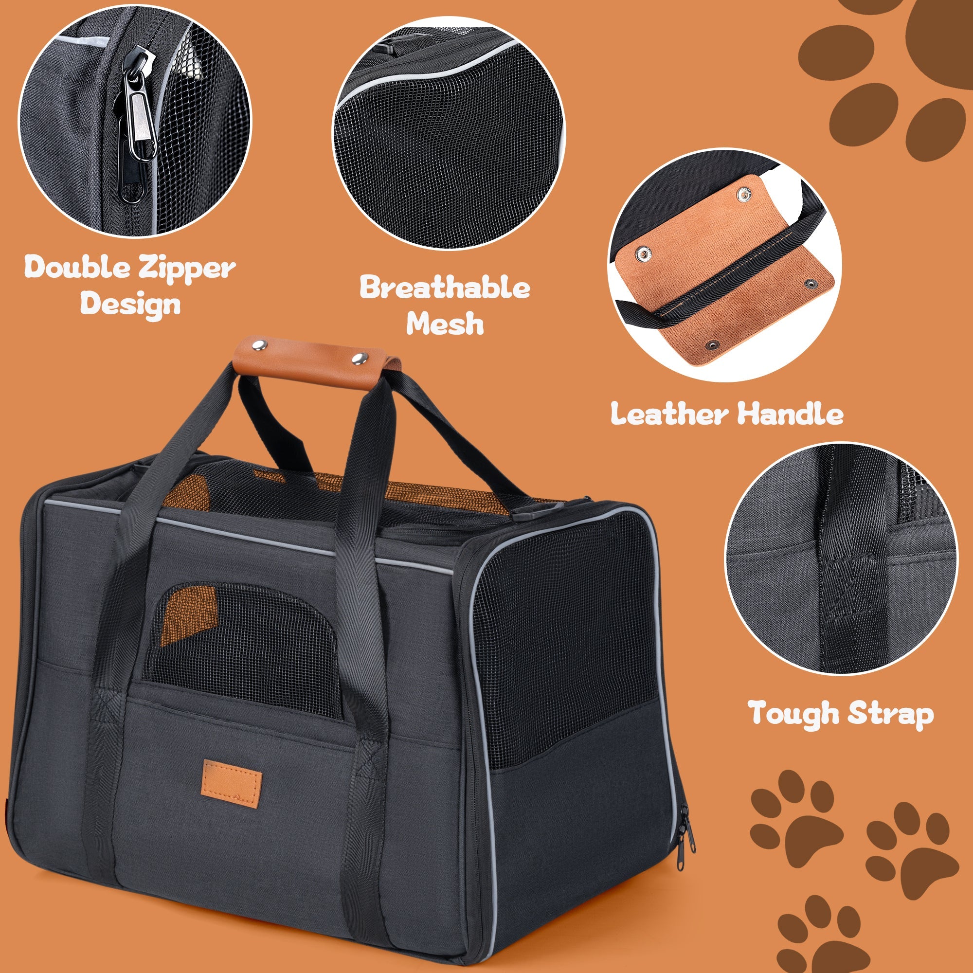 New Soft-Sided Pet Carrier For Dogs & Cats – Pet Travel Bag With Breathable Mesh, Removable Mat & Multiple Openings AMCB111 - Image 2