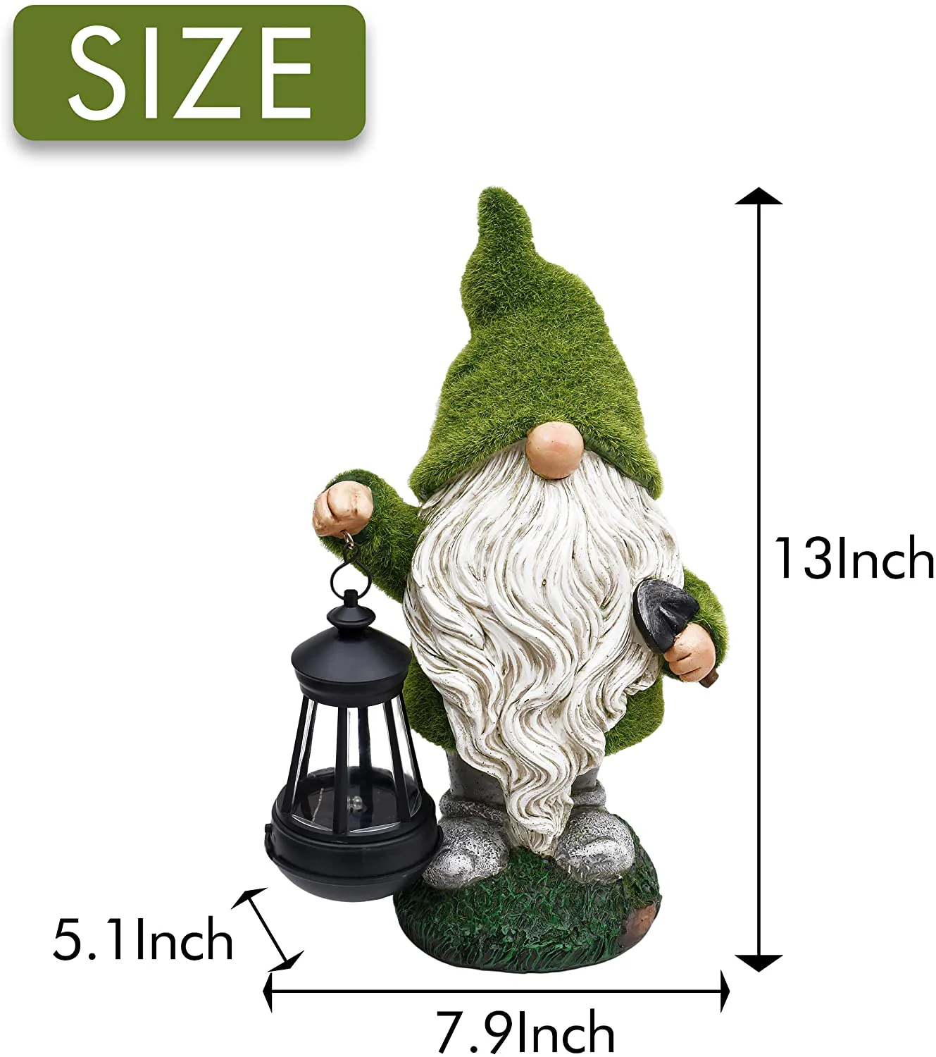 NEW Solar LED Flocked Garden Gnome Statue Outdoor 1117GN – Handcrafted Resin Lawn Decor - Image 5