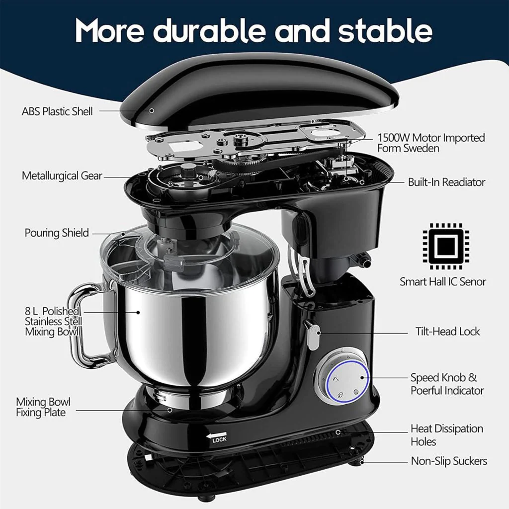 New -Speed Kitchen Stand Mixer 8L 660W – Electric Food Mixer with Bowl & Attachments 825737 - Image 2