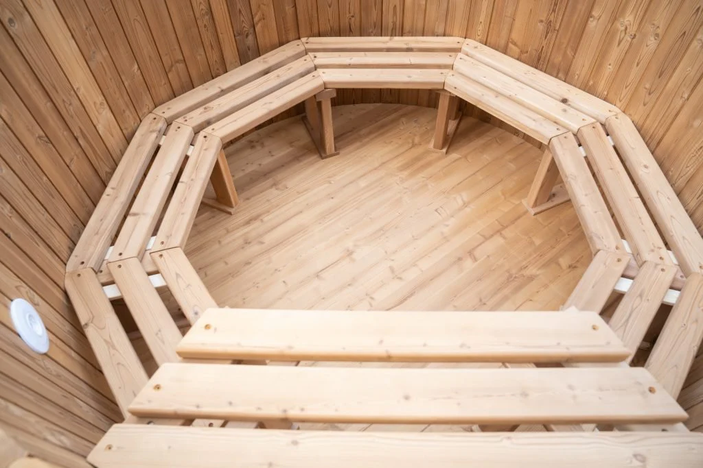 New Thermo Pine Outdoor Hot Tub with External Wood-Fired Heater | Eco-Friendly Luxury Spa SOT1810