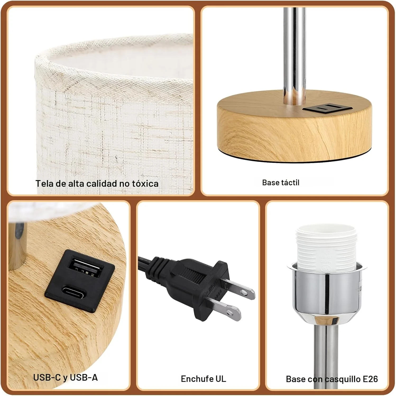 NEW Touch Control Bedside Table Lamp with USB Charging Port Dimmable Night Light White T2674 - Image 4