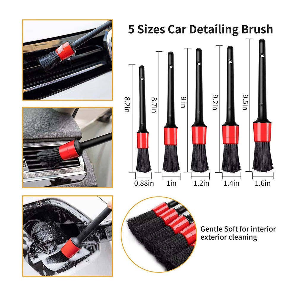 New Ultra Flexible Car Detailing Brush Set 5 PCS Car Care Cleaning Tools 5PCDB - Image 8