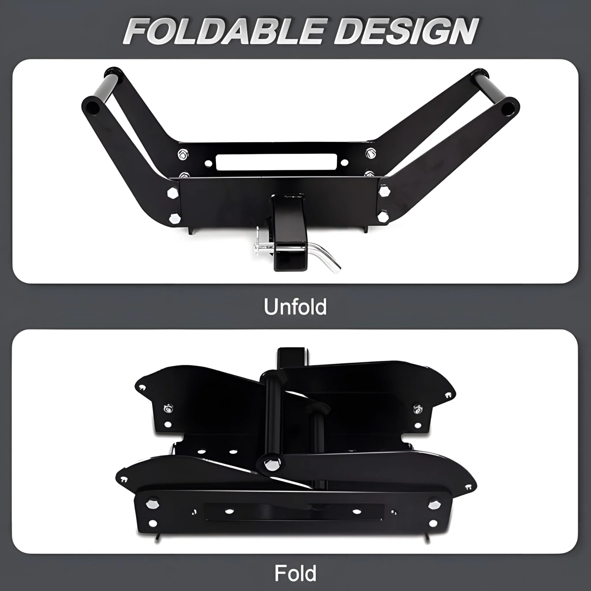 New Universal Folding Winch Mount Cradle – 2" Receiver, 8000-13000lb Capacity – Heavy-Duty Steel Frame S1014 - Image 3