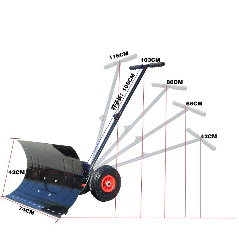 NEW Walk Behind Snow Plow Shovel w/ Adjustable Blade & Inflated Tires 55746 - Image 2