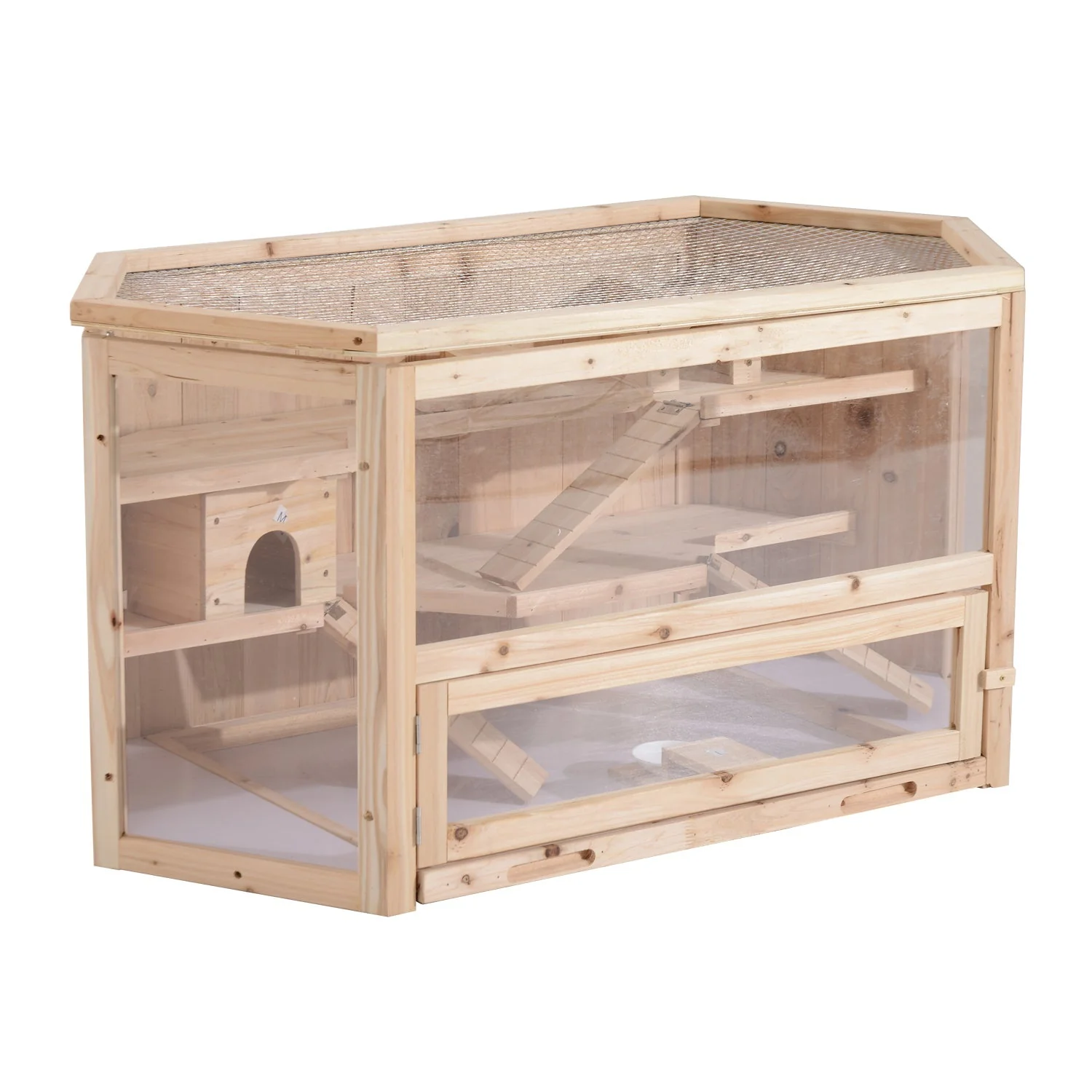 New Wooden Large Hamster & Rodent Cage with 3 Tiers – Natural Wood – SKU HH001 - Image 3
