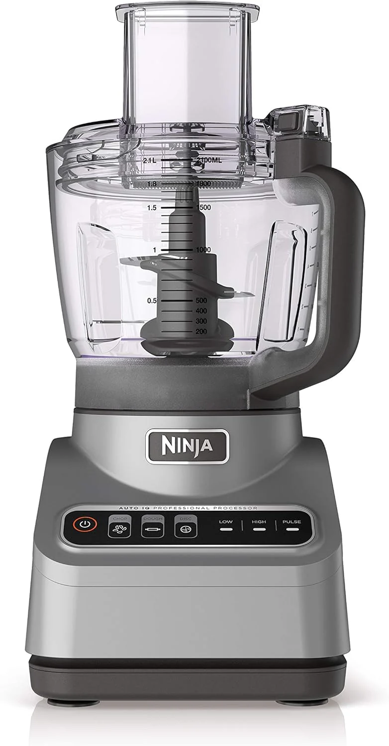 Ninja Professional Plus Food Processor 850-Watts With Auto-iQ Preset Programs Chop Puree Dough Slice Shred With a 9-Cup Capacity and a Silver Stainless Finish (BN600C) - Canadian Version, used item