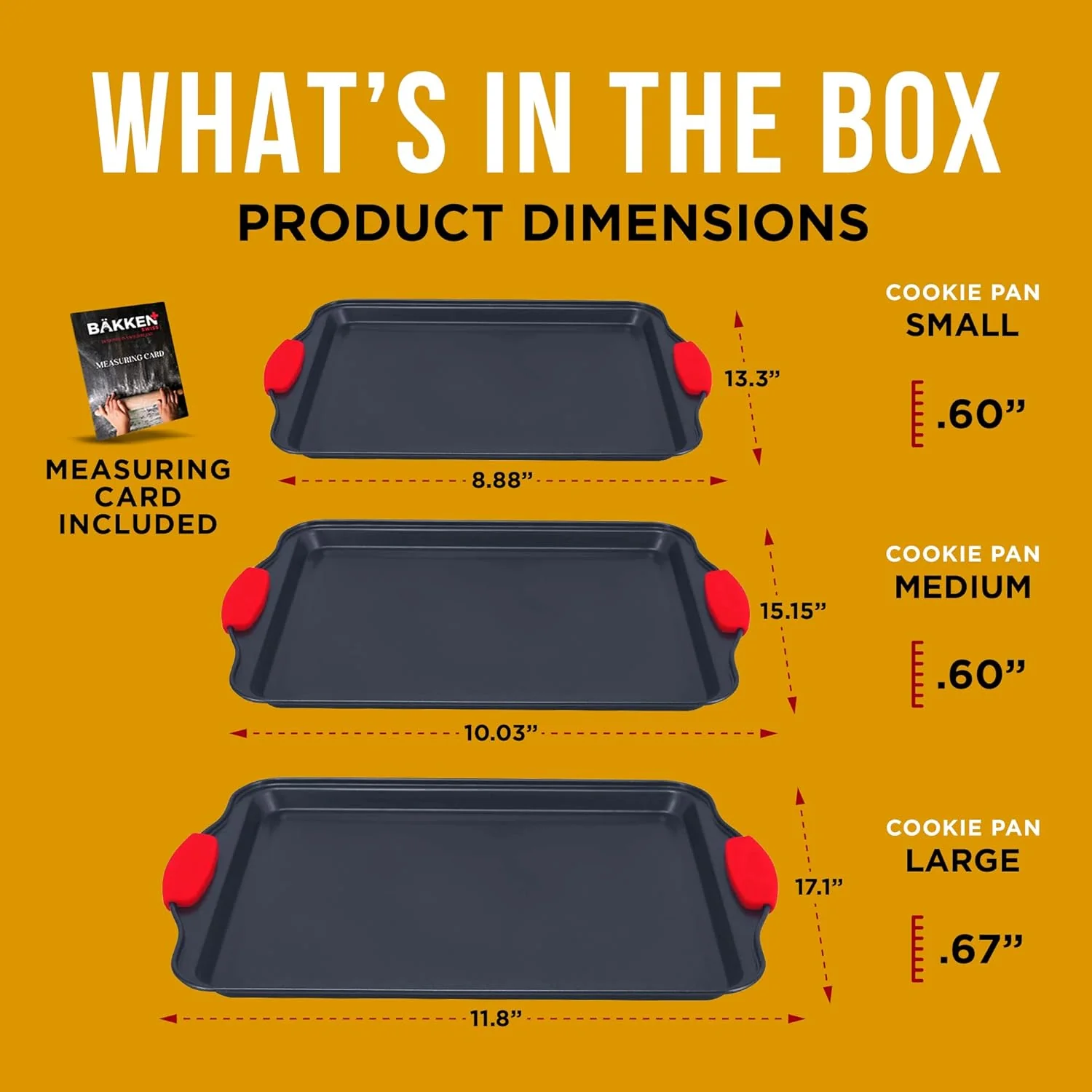 3-Piece Non-Stick Cookie Sheet Baking Pan Set – Carbon Steel with Silicone Handles | SKU: 2205241 - Image 2