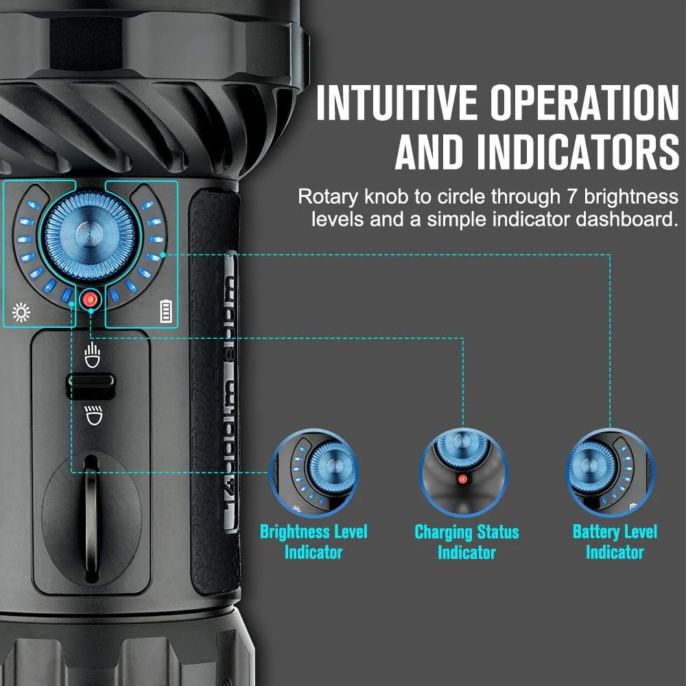 OLIGHT Marauder 2 Ultra Bright Rechargeable 14,000-Lumen Flashlight – 800m Spotlight & 12-LED Floodlight Combo - Image 8