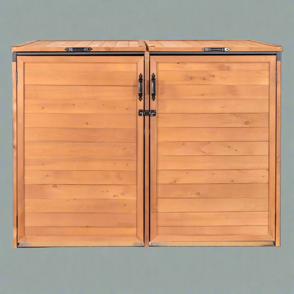 Outdoor Garbage & Recycling Storage Shed – Medium Cypress Wood Bin Enclosure | TRSL6741 - Image 3