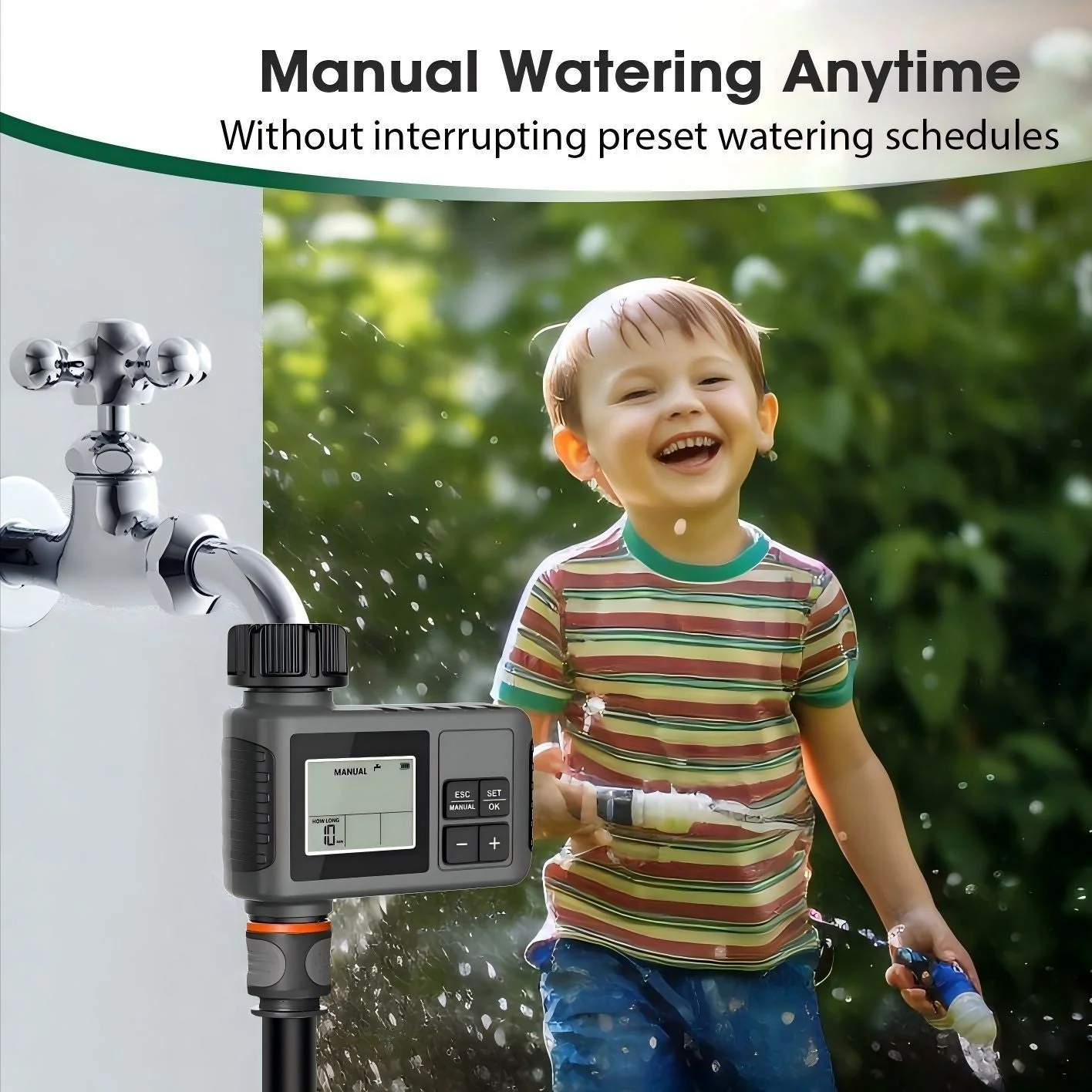 Outdoor Garden Hose Faucet Timer Programmable Sprinkler with Rain Delay Manual Auto Irrigation Yard Lawn – SGW01 - Image 4