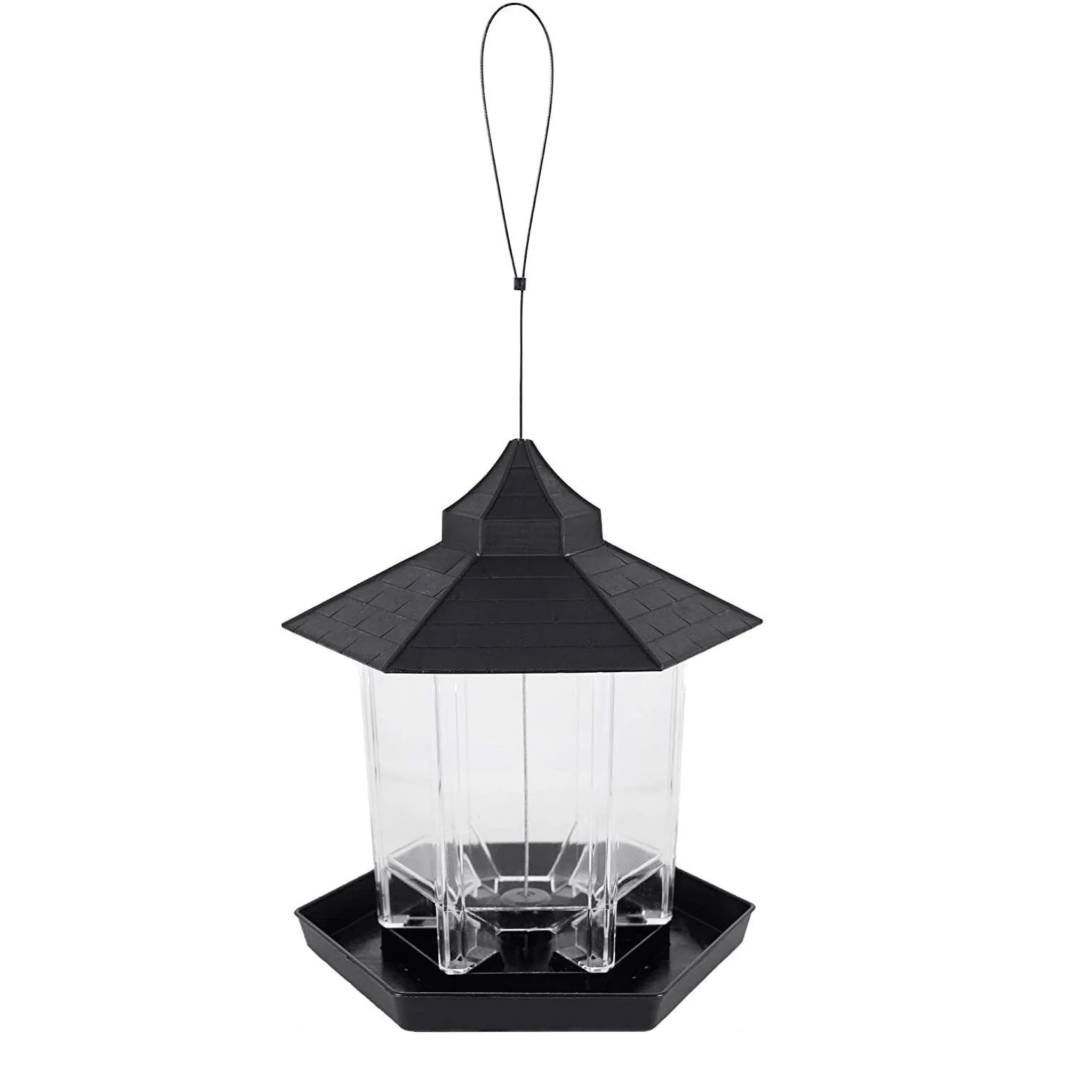 Outdoor Hanging Plastic Bird Feeder Clear Seed Container Weather-Resistant Garden Feeder BF129
