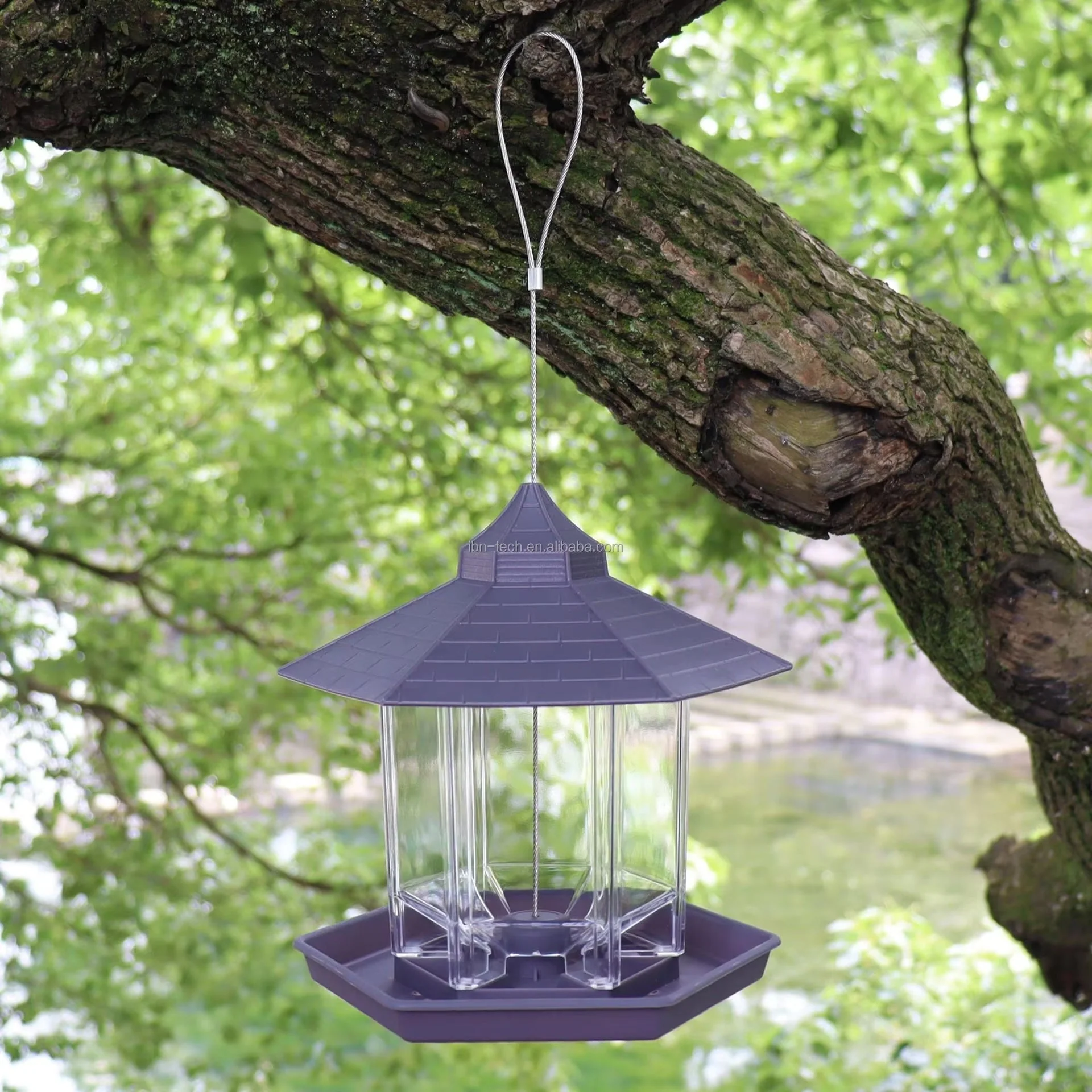 Outdoor Hanging Plastic Bird Feeder Clear Seed Container Weather-Resistant Garden Feeder BF129 - Image 5