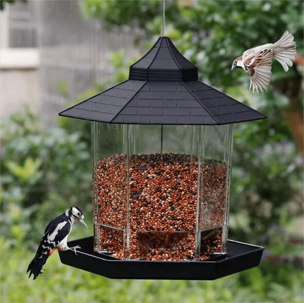 Outdoor Hanging Plastic Bird Feeder Clear Seed Container Weather-Resistant Garden Feeder BF129 - Image 6