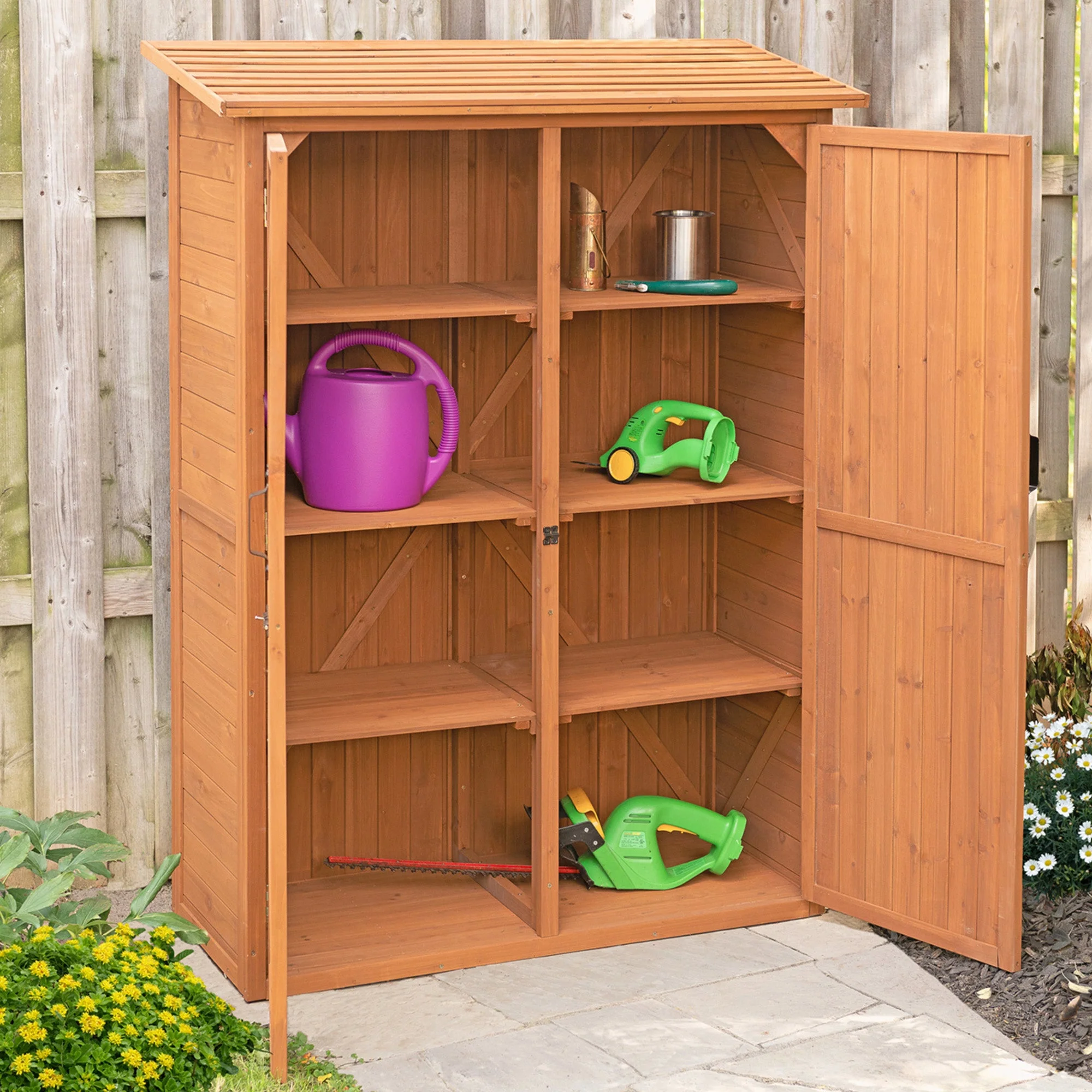 Outdoor Multi-Compartment Storage Cabinet – Heavy-Duty Wooden Shed for Garden, Deck & Garage | MCS5137 - Image 2