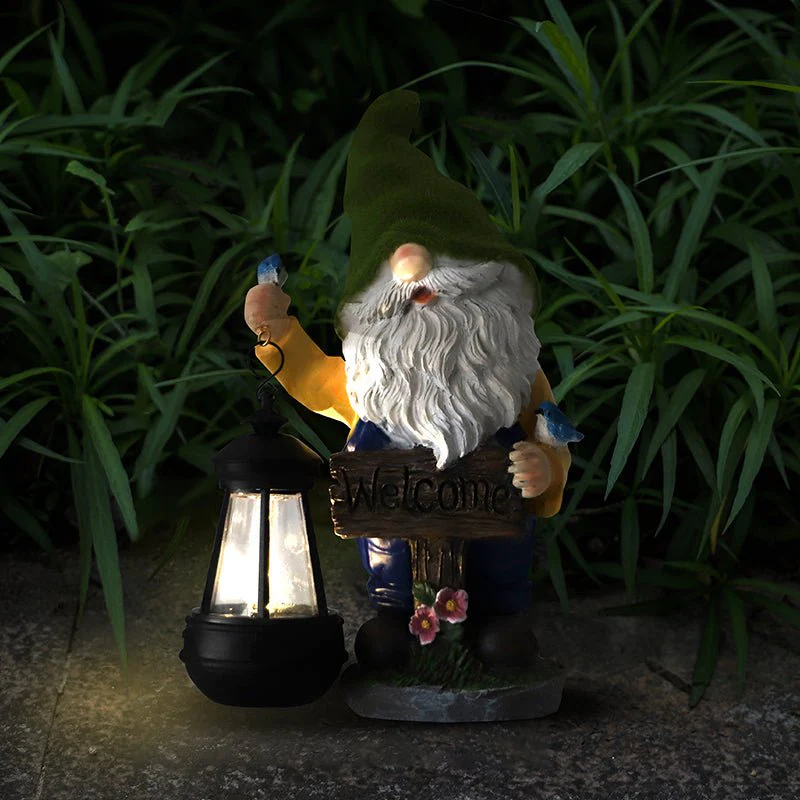 Outdoor Welcome Garden Gnome Solar Statue LED Lantern | SKU: 4209523 - Image 3
