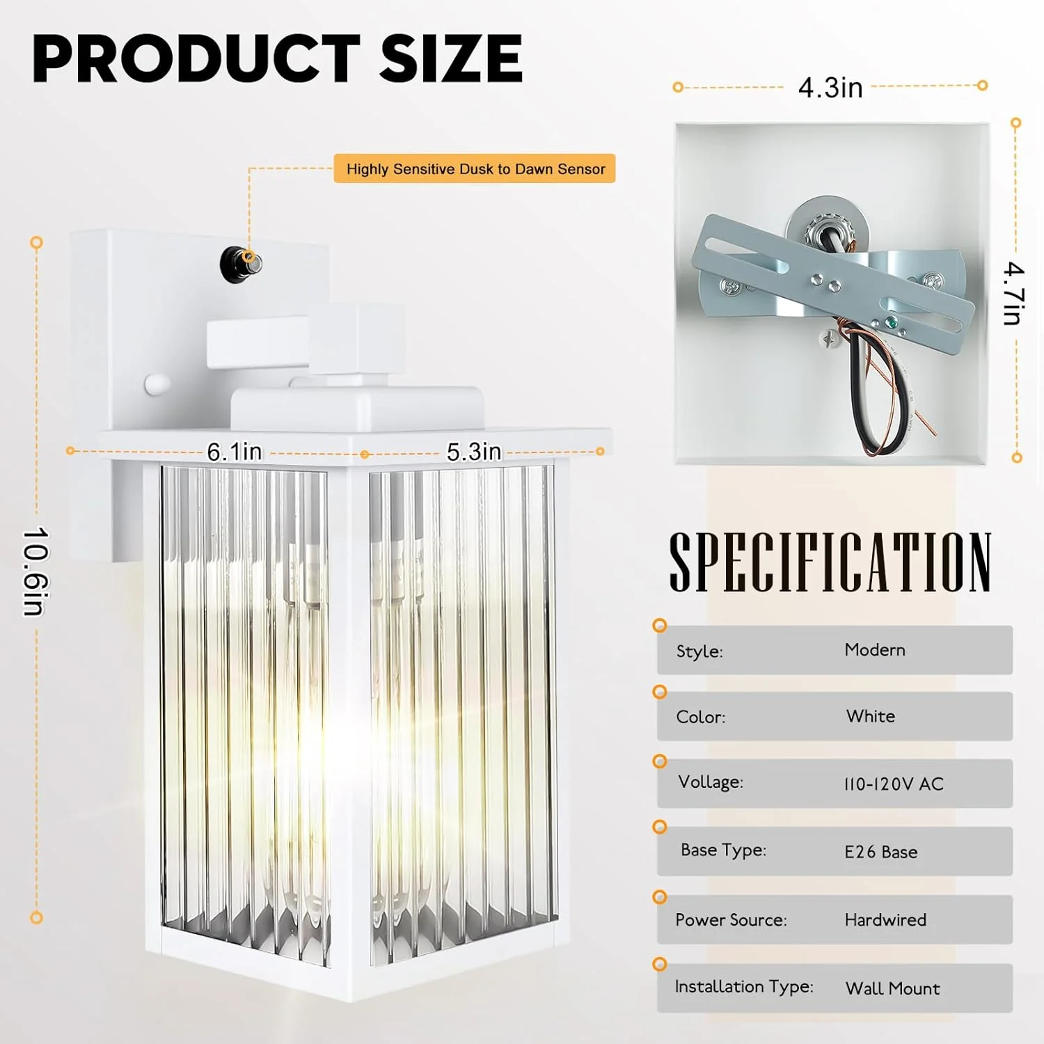 Outdoor Wall Light Waterproof Exterior Lantern Fixture with Tempered Glass - Image 2