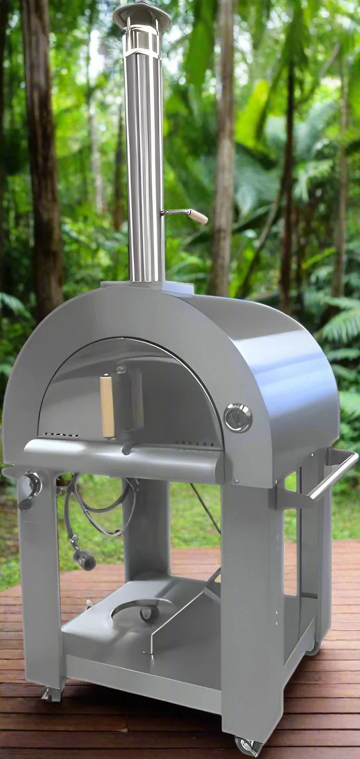 Wood & Gas Pizza Oven – 35,000 BTU Stainless Steel Outdoor Cooker with Built-In Thermometer | Model HPO03SH - Image 4