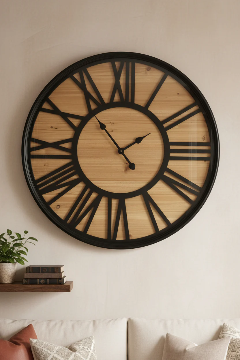 Jumbo 29" Farmhouse Wall Clock – Oversized Rustic Retro Metal Clock 74 cm – 8266051