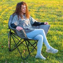 Ozark Trail Club Chair Grey – Padded Folding Camping Chair with Cup Holder