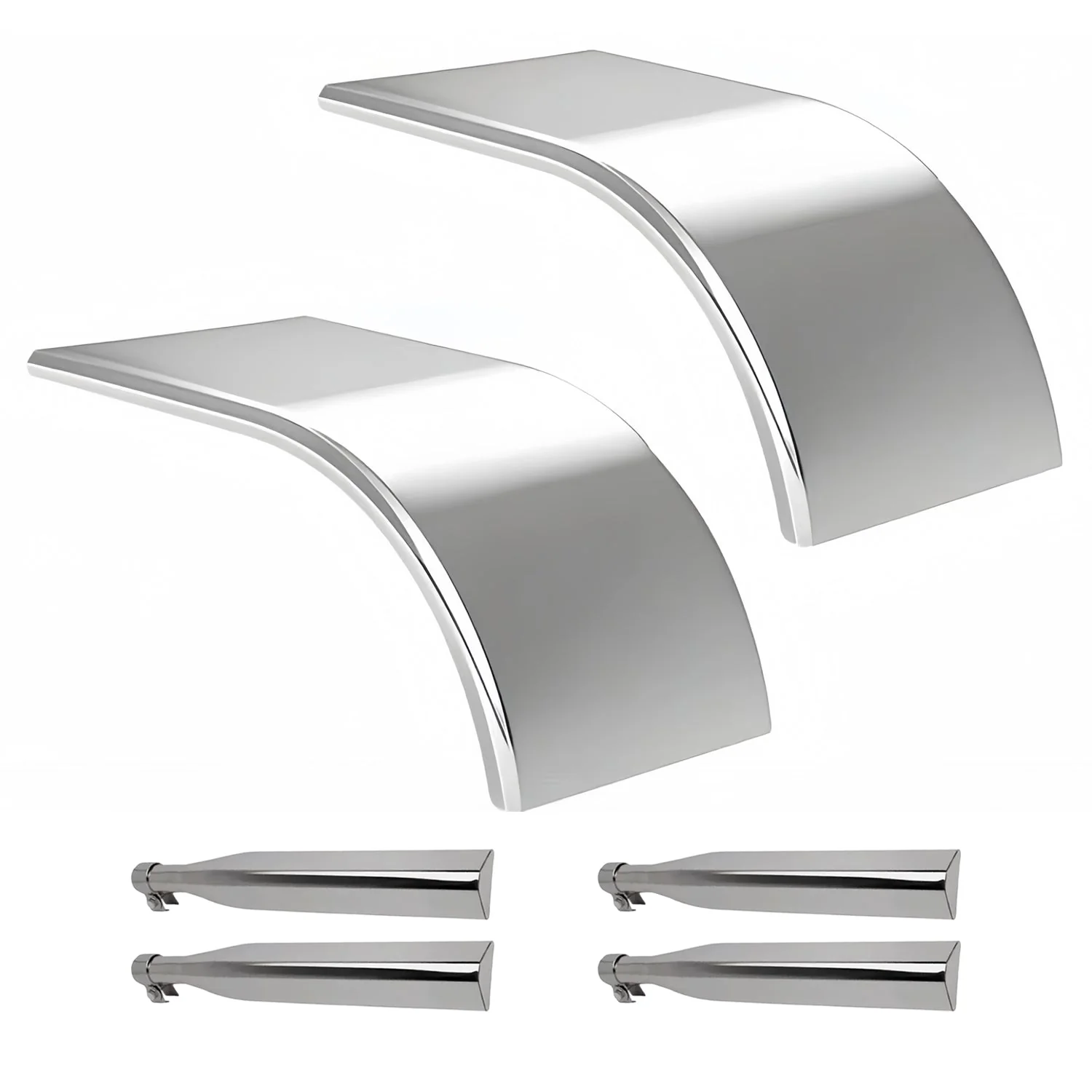 Pair of 304 Stainless Steel 66" Smooth Truck Fenders with Mounting Kit