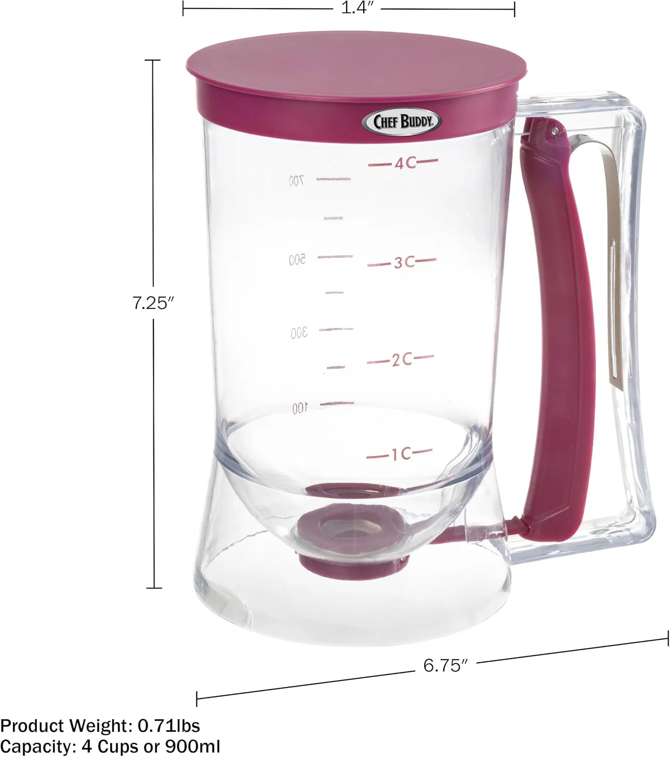Pancake & Waffle Batter Dispenser – 4-Cup Capacity with Easy-Pour Nozzle | S1321 - Image 2