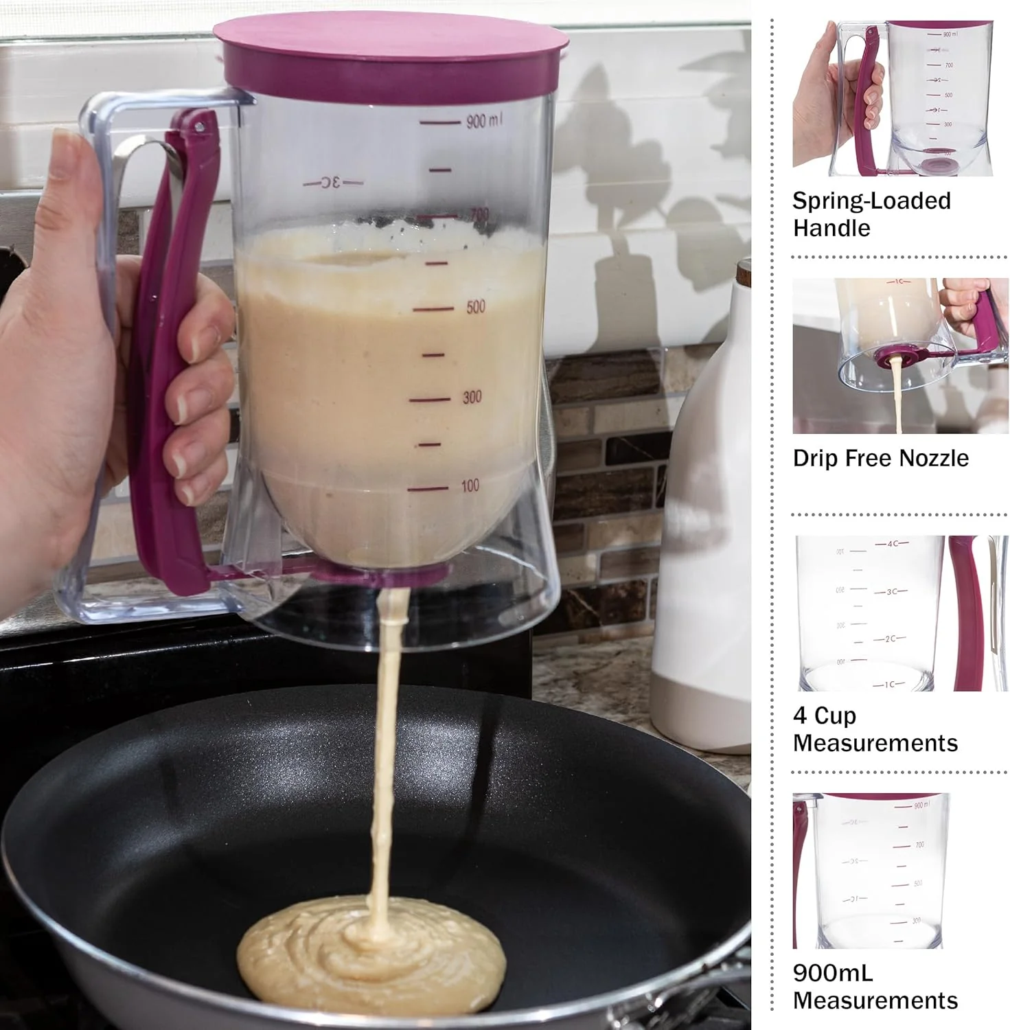Pancake & Waffle Batter Dispenser – 4-Cup Capacity with Easy-Pour Nozzle | S1321 - Image 3